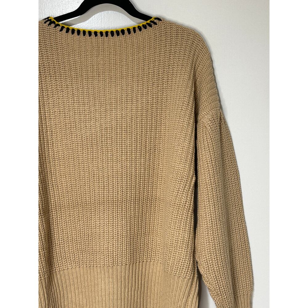 Blue Velvet Granny Square Knit Long Sleeve Sweater Mocha Multicolor Small NWT - Picture 13 of 15